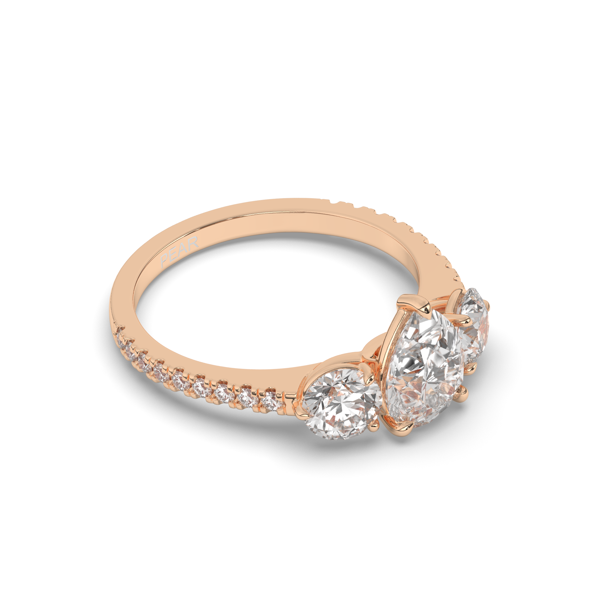 Pear Three Stone Solitaire Labgrown Diamond Ring - Pear Jewels