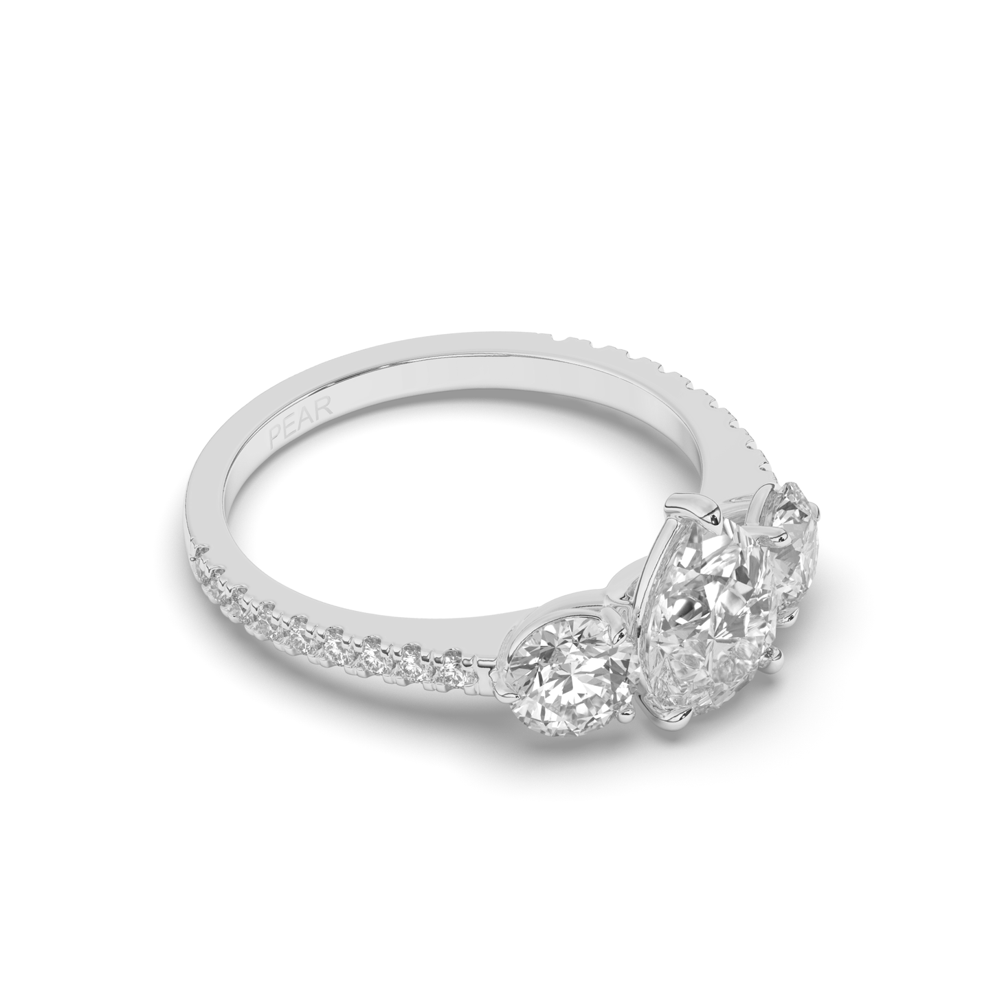 Pear Three Stone Solitaire Labgrown Diamond Ring - Pear Jewels
