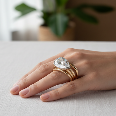 Pear Solitaire Wedding Fancy Labgrown Diamond Band