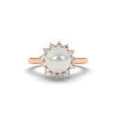 Pearl Halo Lab-Grown Diamond Engagement Ring - Pear Jewels