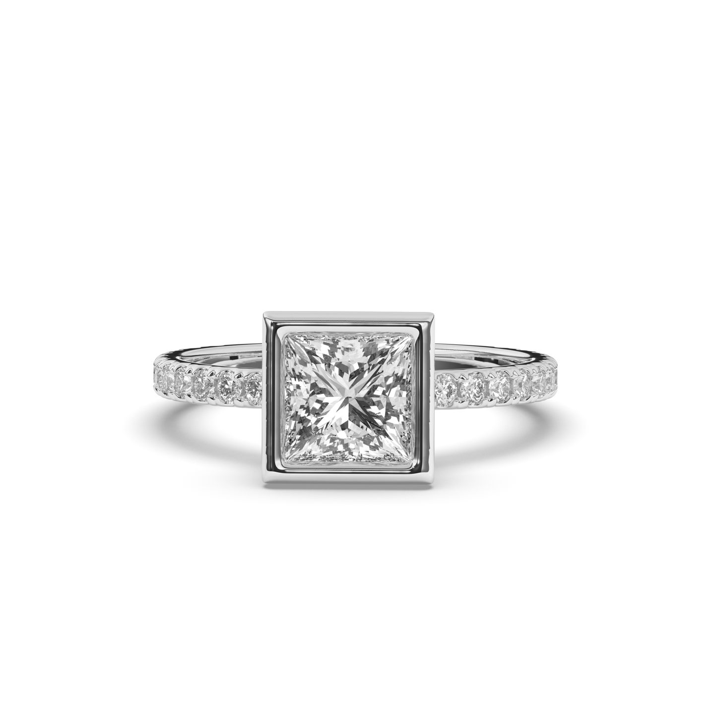 Princess Bezel Lab-Grown Diamond Ring - Pear Jewels