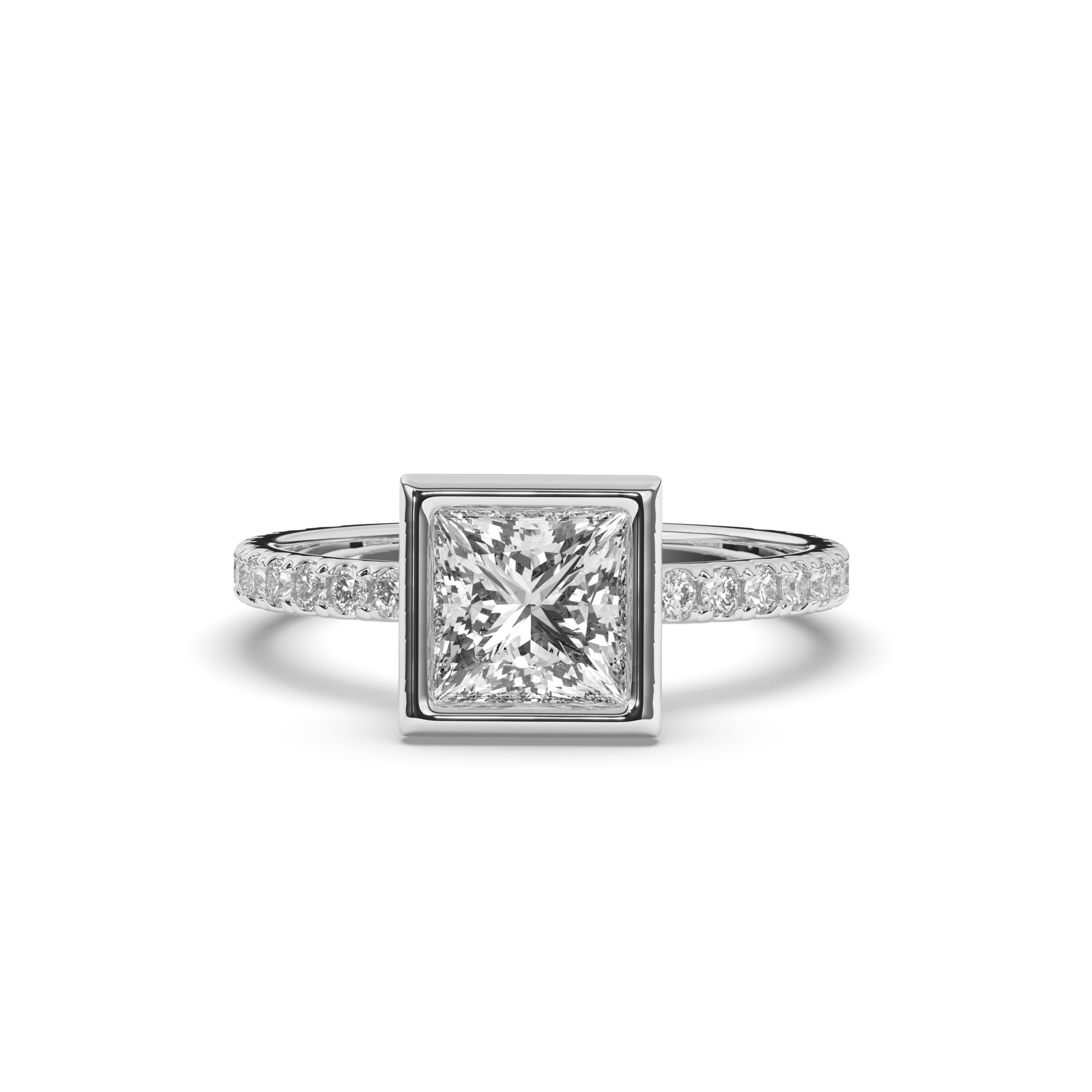 Princess Bezel Lab-Grown Diamond Ring - Pear Jewels