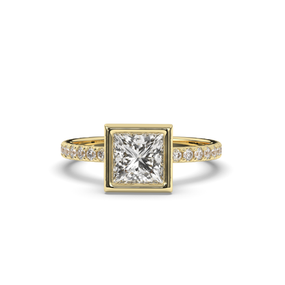 Princess Bezel Lab-Grown Diamond Ring - Pear Jewels