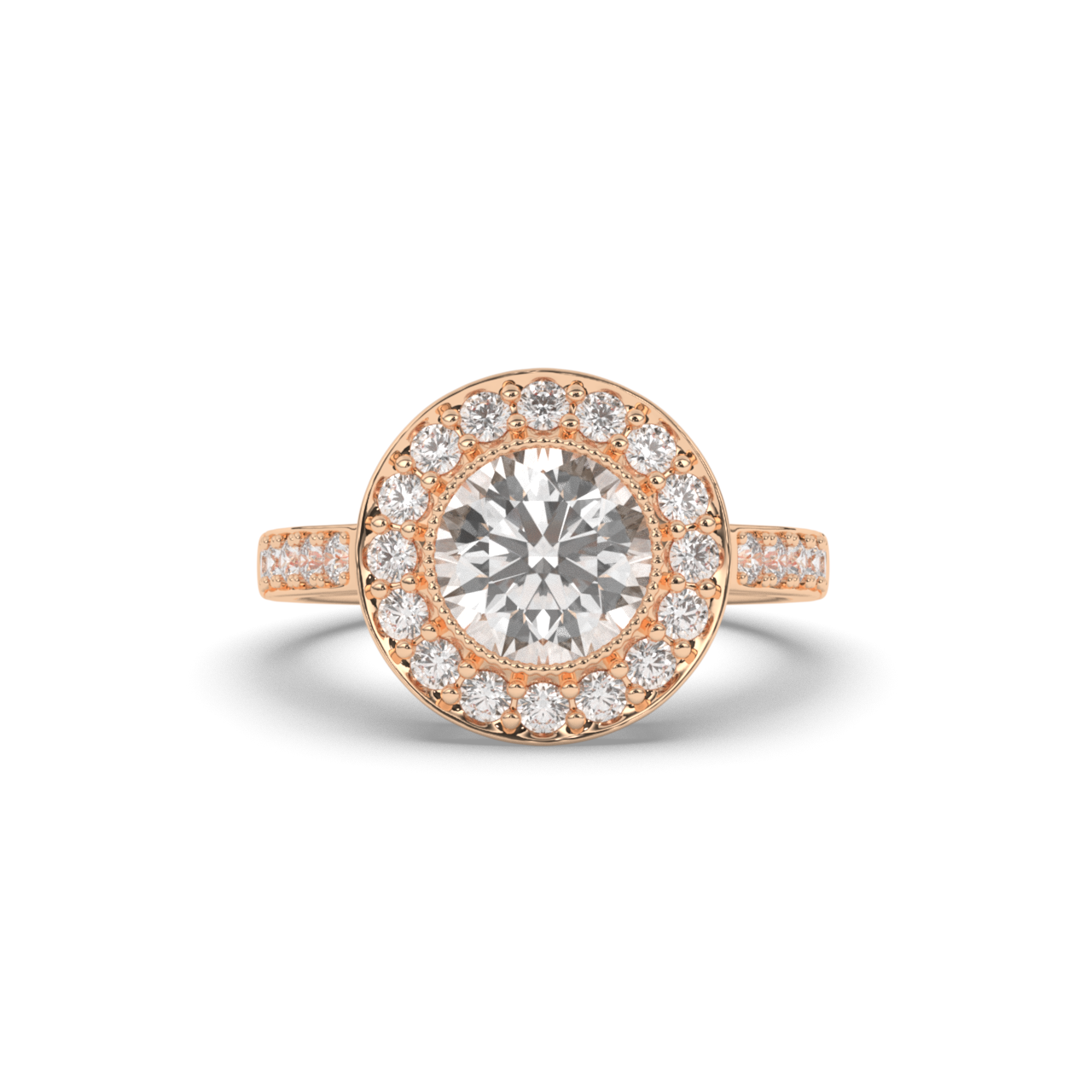 Round Lab-Grown Diamond Halo Engagement Ring - Pear Jewels