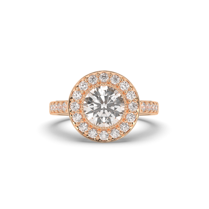 Round Lab-Grown Diamond Halo Engagement Ring - Pear Jewels