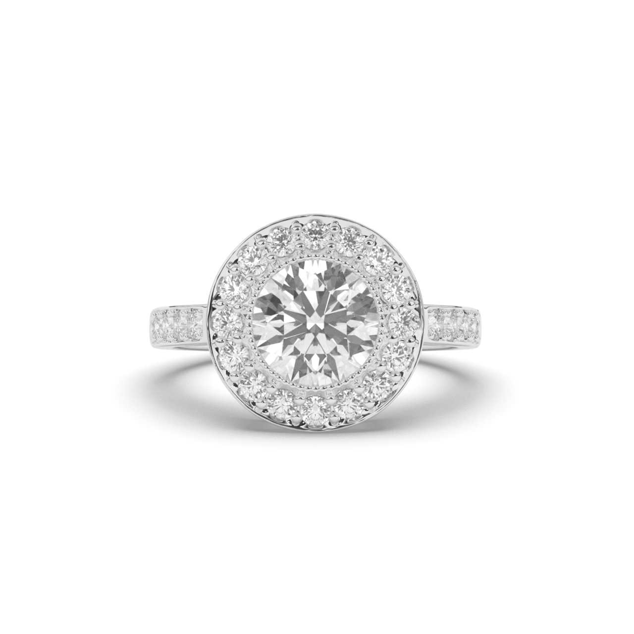 Round Lab-Grown Diamond Halo Engagement Ring - Pear Jewels