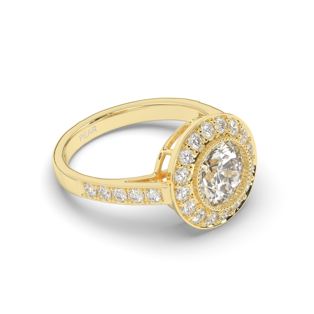Round Lab-Grown Diamond Halo Engagement Ring - Pear Jewels
