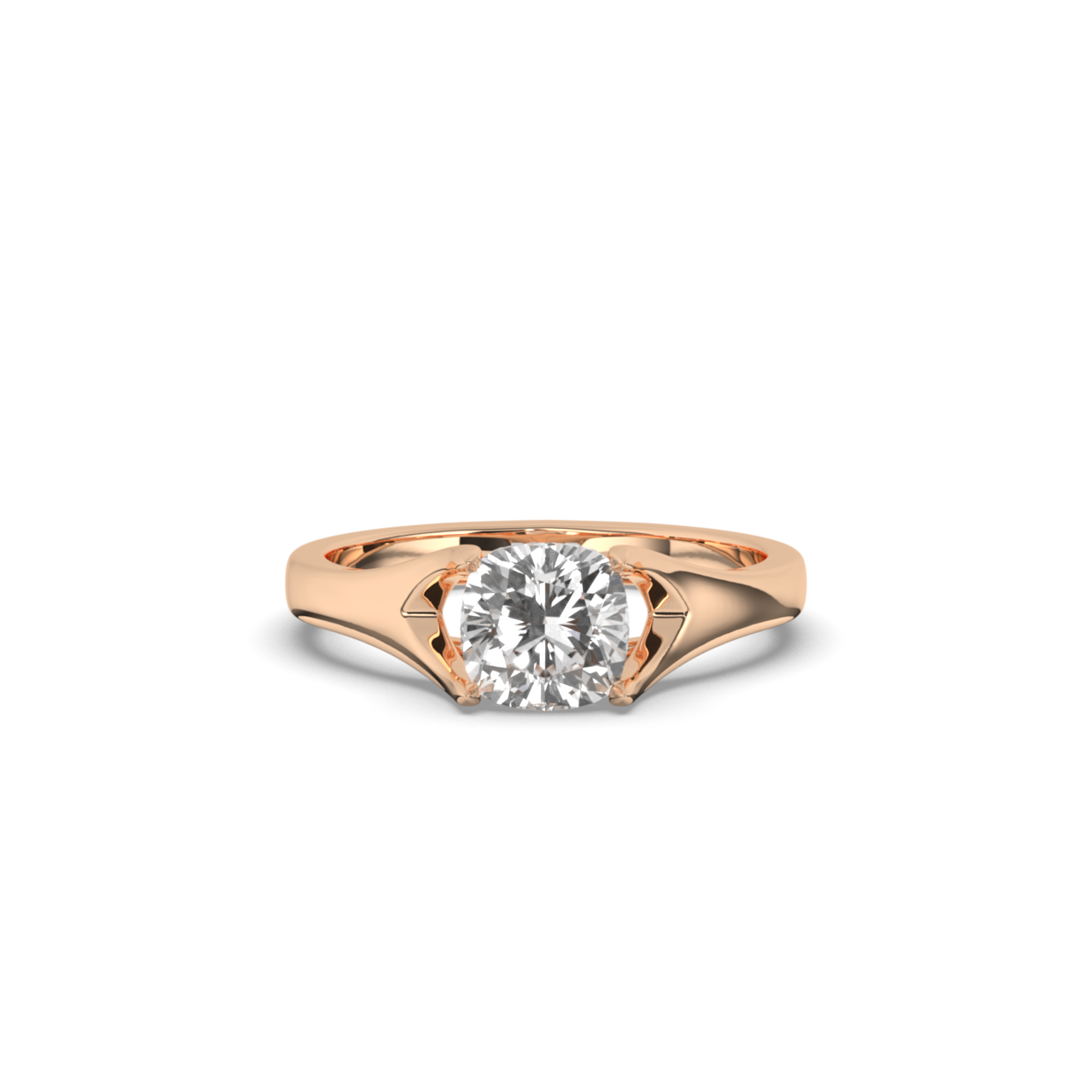 Round Lab-Grown Diamond Solitaire Cushion Ring - Pear Jewels