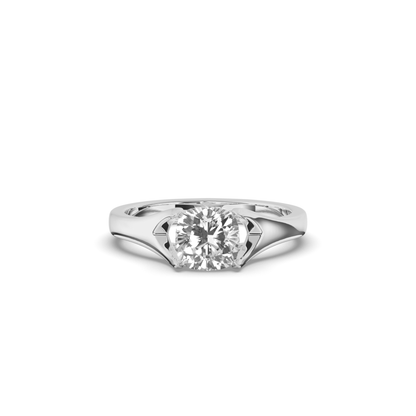 Round Lab-Grown Diamond Solitaire Cushion Ring - Pear Jewels
