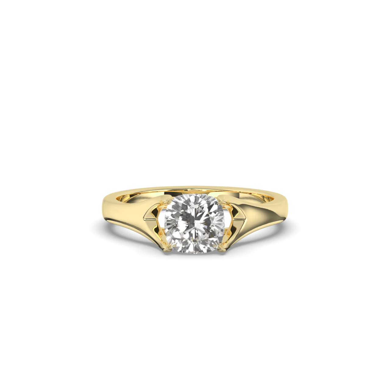 Round Lab-Grown Diamond Solitaire Cushion Ring - Pear Jewels