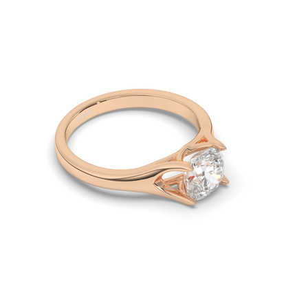 Round Lab-Grown Diamond Solitaire Cushion Ring - Pear Jewels