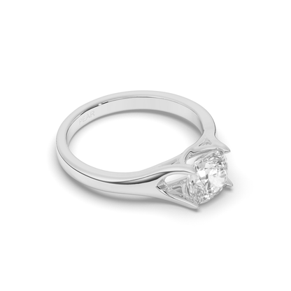 Round Lab-Grown Diamond Solitaire Cushion Ring - Pear Jewels