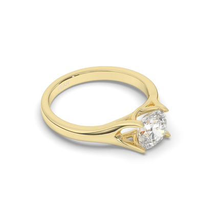 Round Lab-Grown Diamond Solitaire Cushion Ring - Pear Jewels
