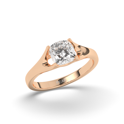 Round Lab-Grown Diamond Solitaire Cushion Ring - Pear Jewels