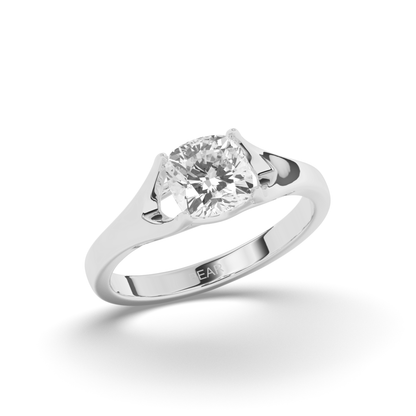 Round Lab-Grown Diamond Solitaire Cushion Ring - Pear Jewels