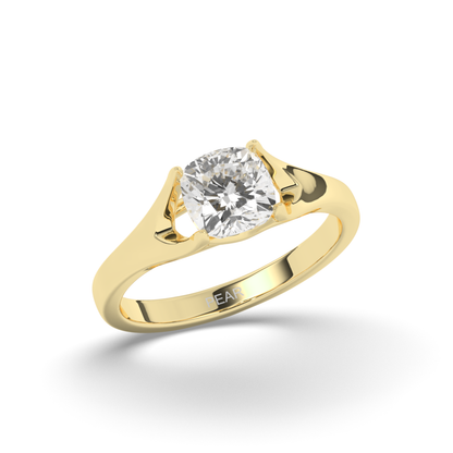 Round Lab-Grown Diamond Solitaire Cushion Ring - Pear Jewels