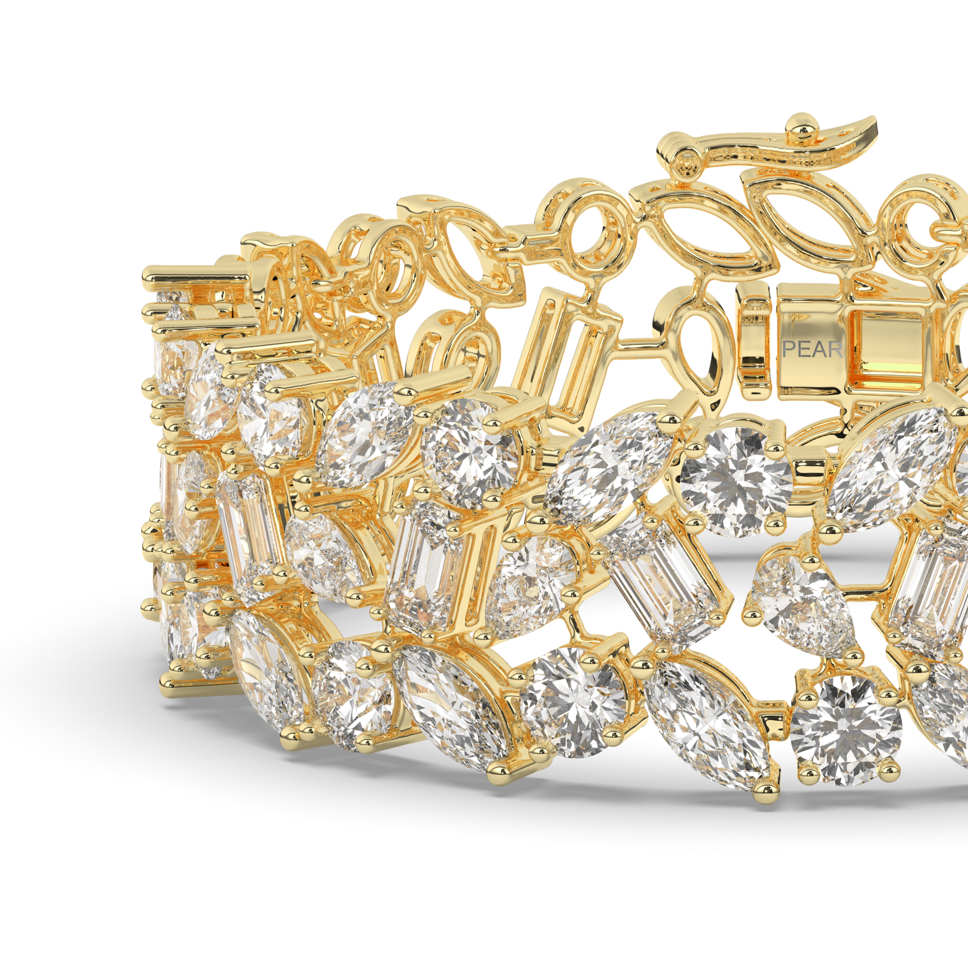 Tennis Bracelet with Elegant Royal Cutwork Lab-grown Diamonds - Pear Jewels