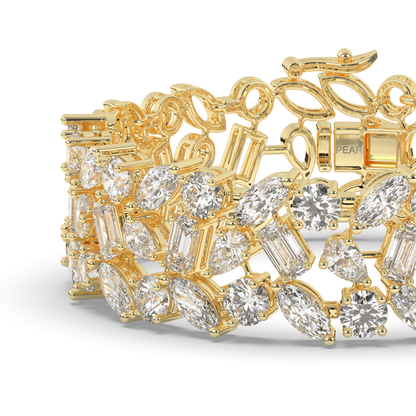 Tennis Bracelet with Elegant Royal Cutwork Lab-grown Diamonds - Pear Jewels