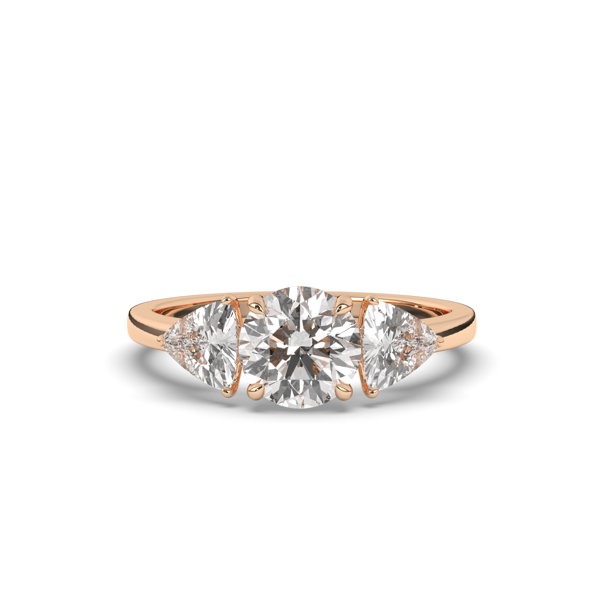 Three-Stone Round & Trillion Lab-Grown Diamond Ring - Pear Jewels