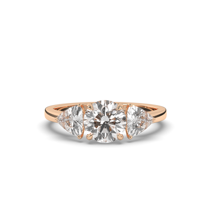 Three-Stone Round & Trillion Lab-Grown Diamond Ring - Pear Jewels