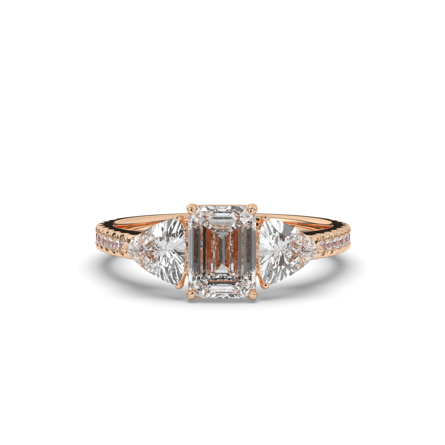 Three Emerald & Trilliant Cut Lab-Grown Diamond Ring - Pear Jewels