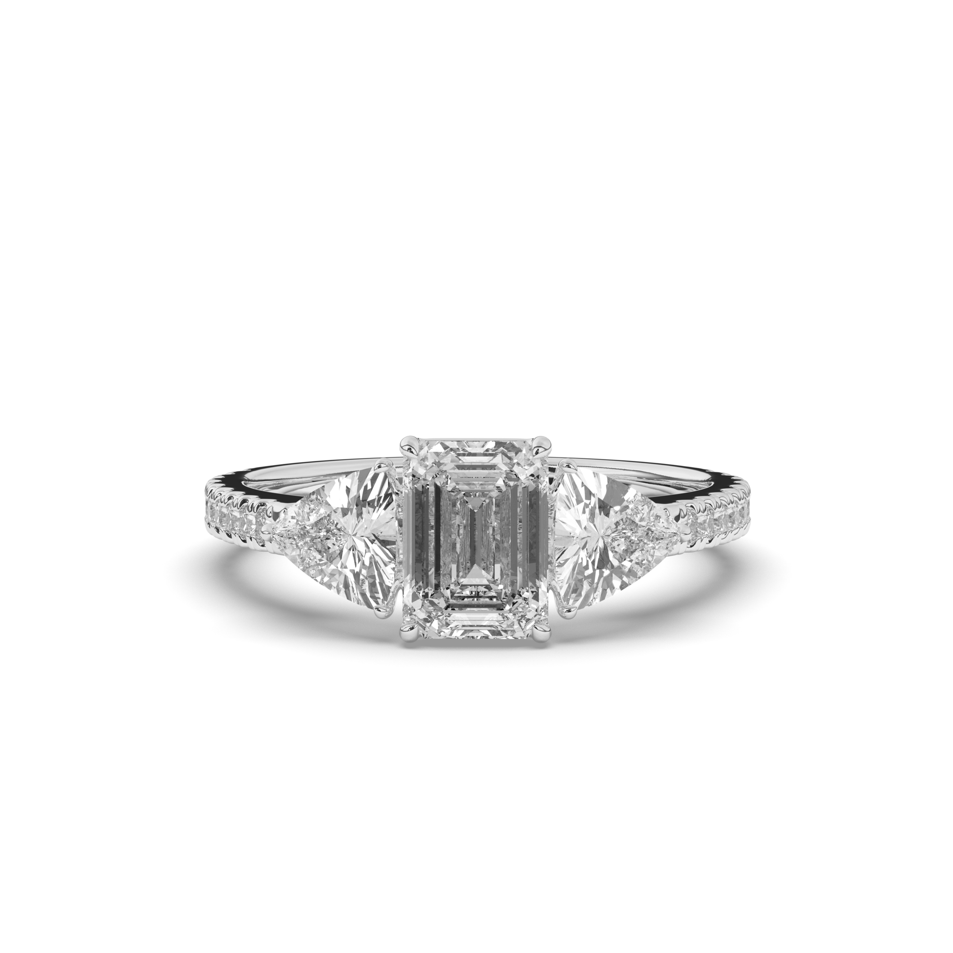 Three Emerald & Trilliant Cut Lab-Grown Diamond Ring - Pear Jewels