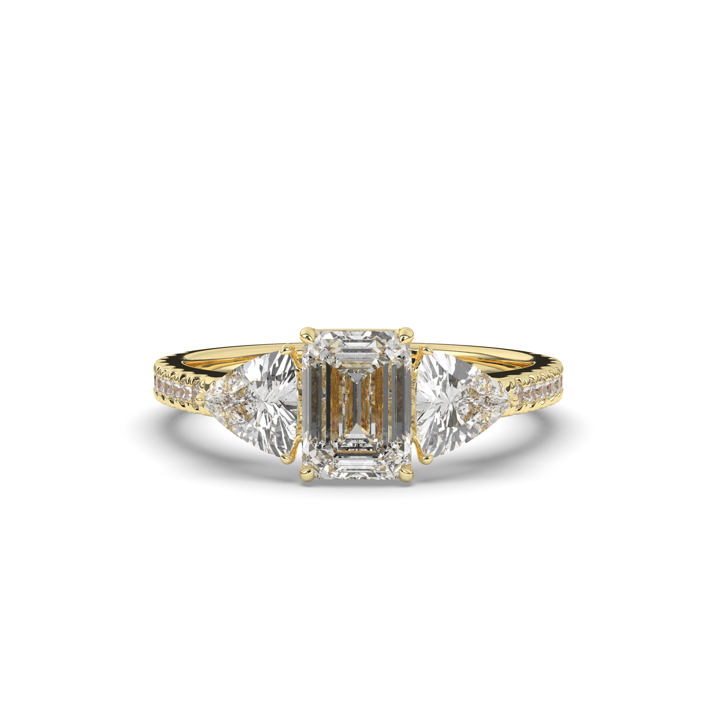 Three Emerald & Trilliant Cut Lab-Grown Diamond Ring - Pear Jewels