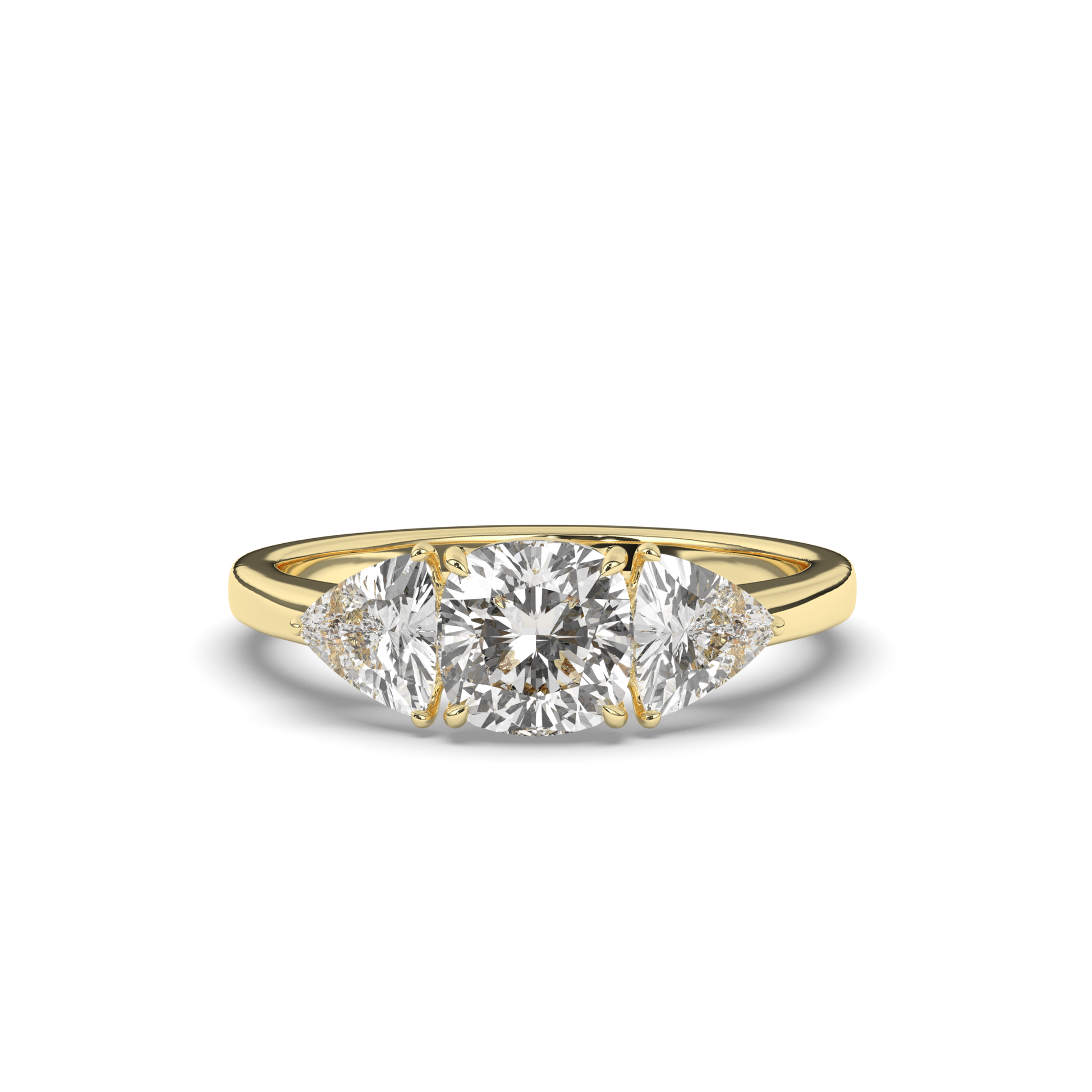 Three Stone Cushion Labgrown Diamond Ring - Pear Jewels