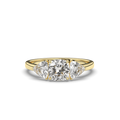 Three Stone Cushion Labgrown Diamond Ring - Pear Jewels