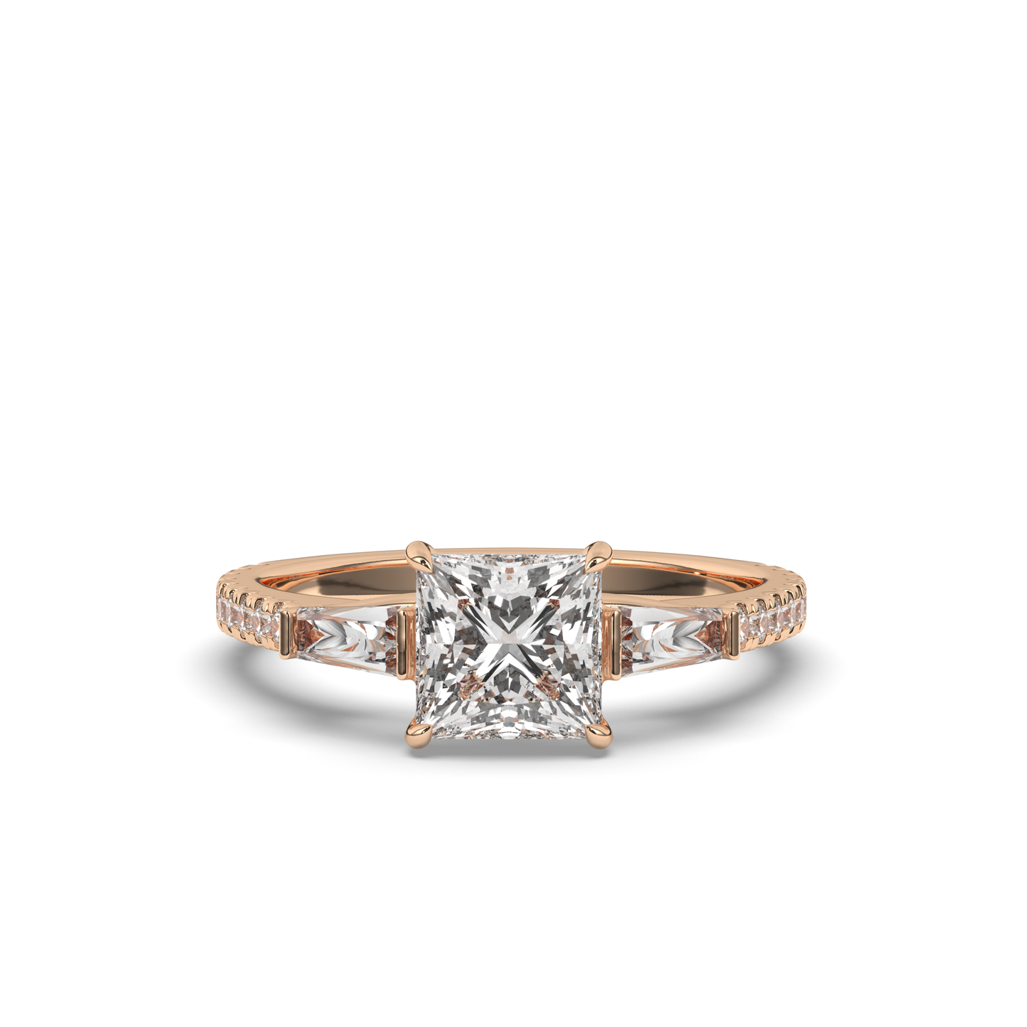 Three Stone Princess & Baguette LabGrown Diamond Ring - Pear Jewels