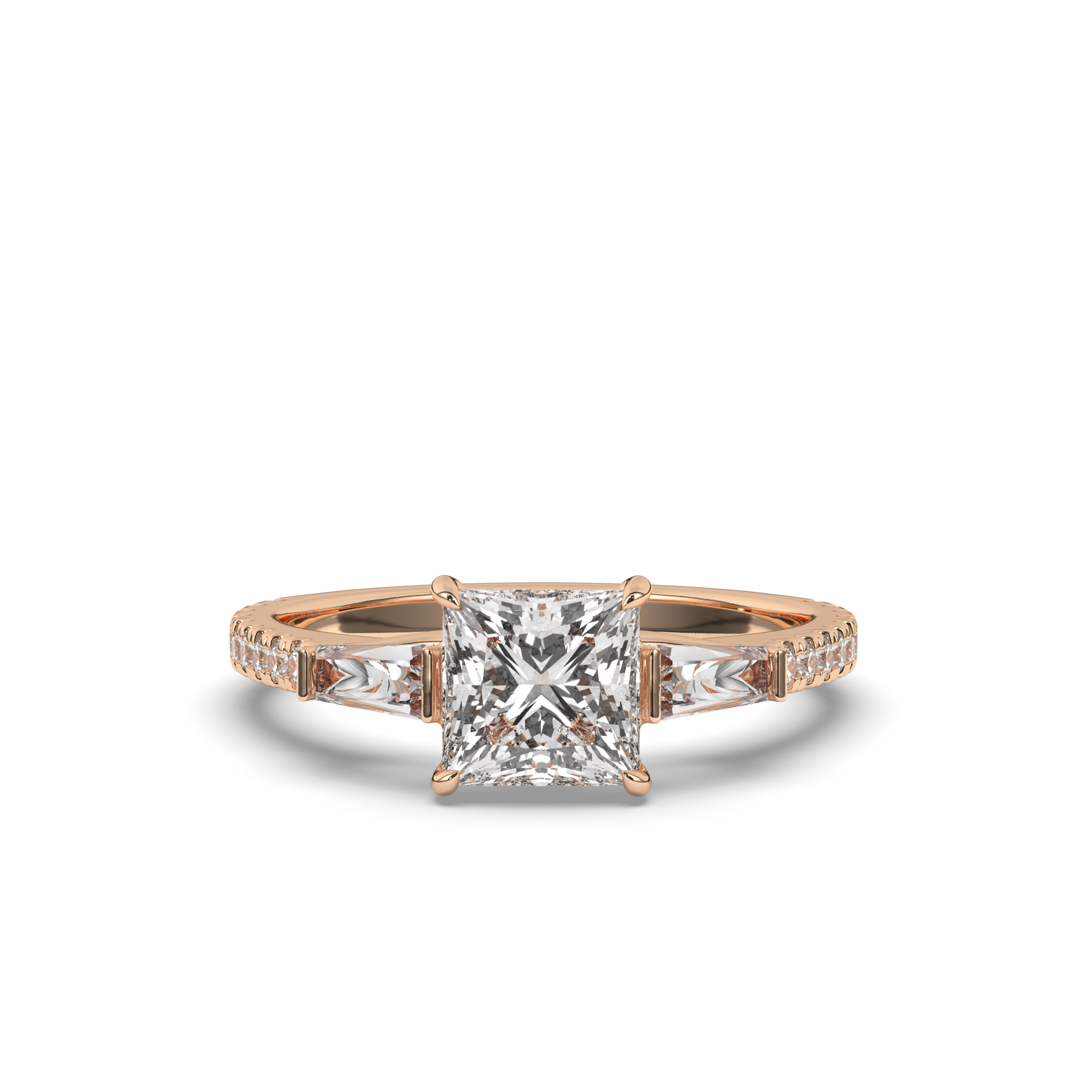 Three Stone Princess & Baguette LabGrown Diamond Ring - Pear Jewels