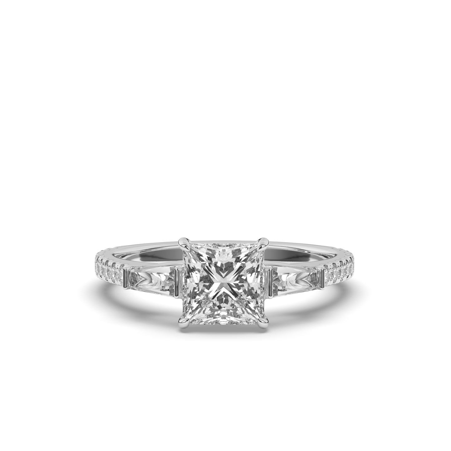 Three Stone Princess & Baguette LabGrown Diamond Ring - Pear Jewels