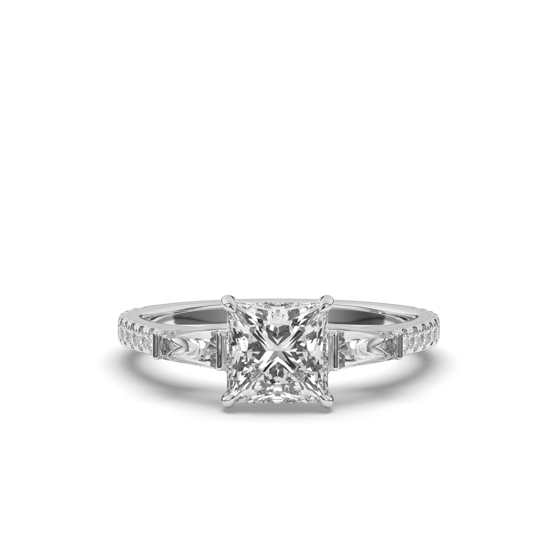 Three Stone Princess & Baguette LabGrown Diamond Ring - Pear Jewels