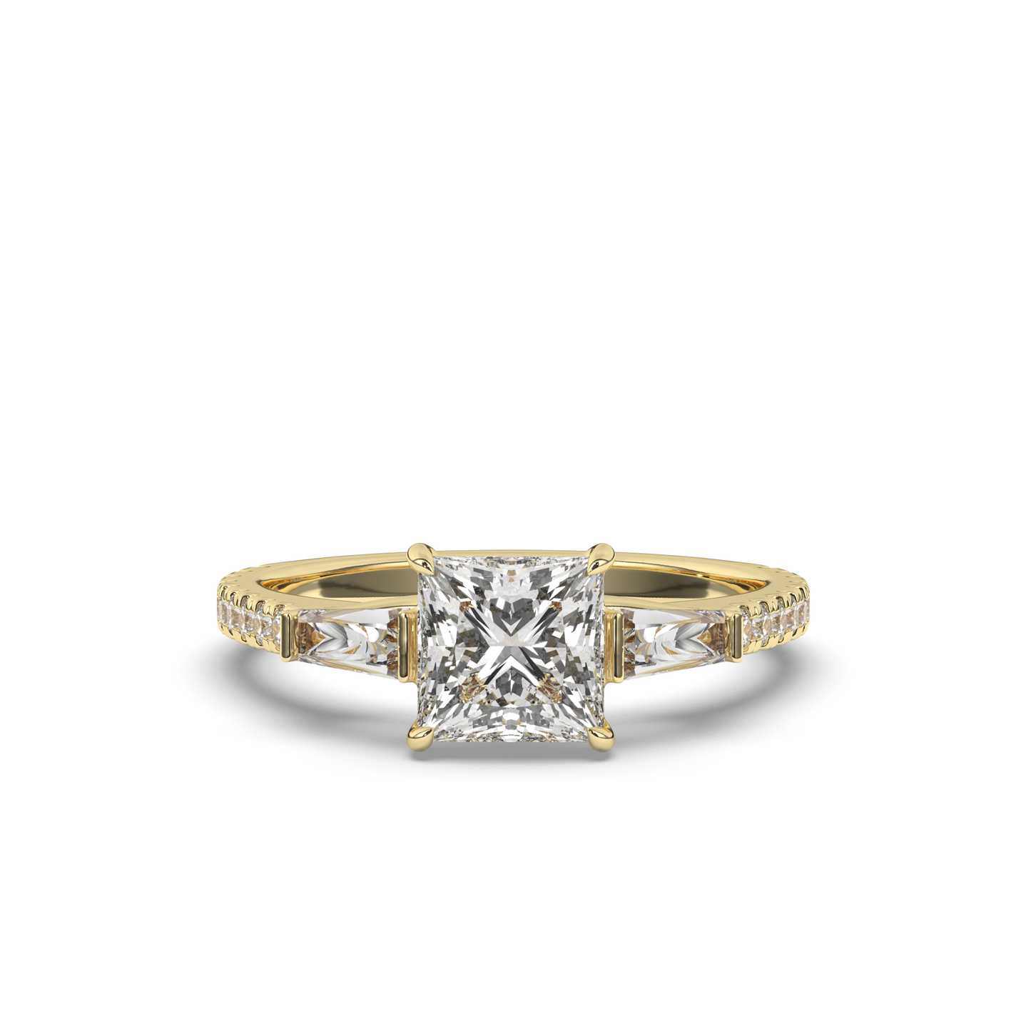 Three Stone Princess & Baguette LabGrown Diamond Ring - Pear Jewels