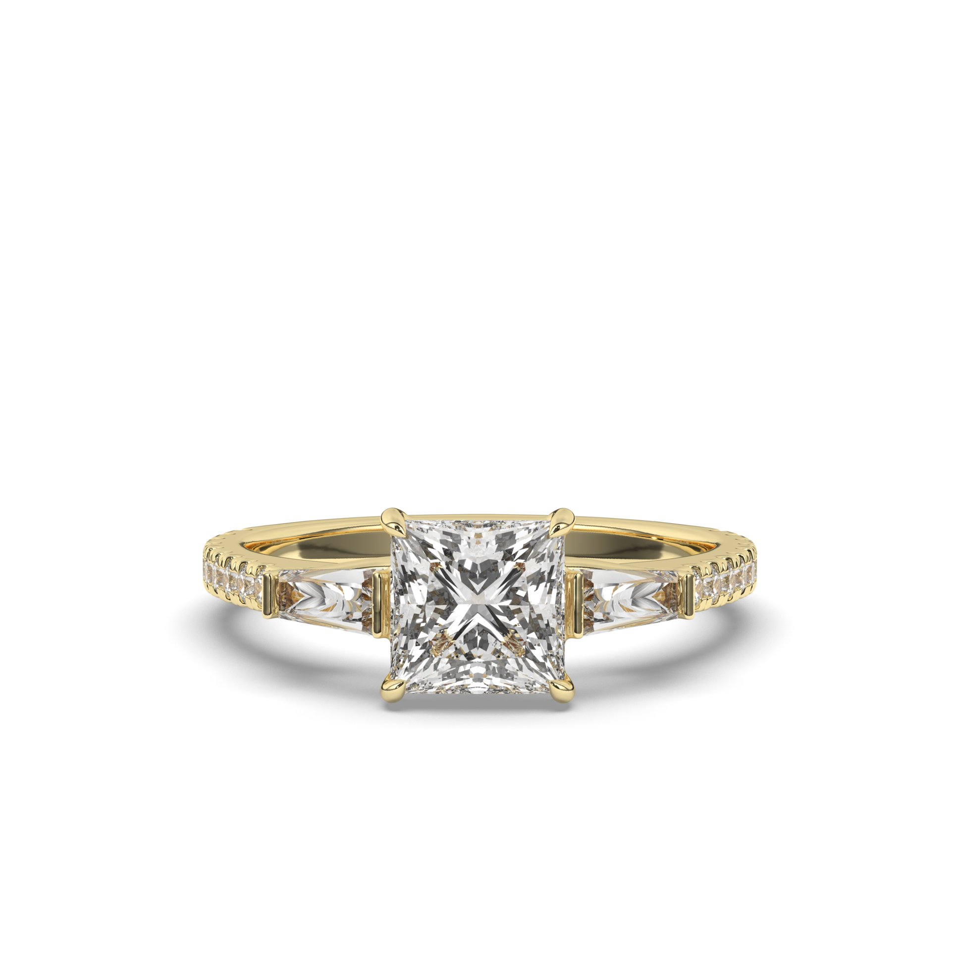 Three Stone Princess & Baguette LabGrown Diamond Ring - Pear Jewels