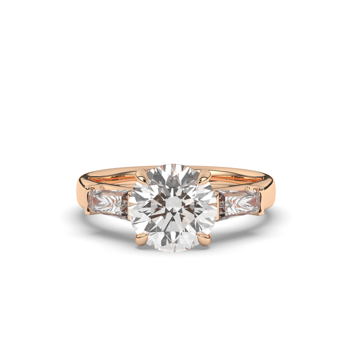 Three Stone Round & Baguette Lab-Grown Diamond Trilogy Ring - Pear Jewels