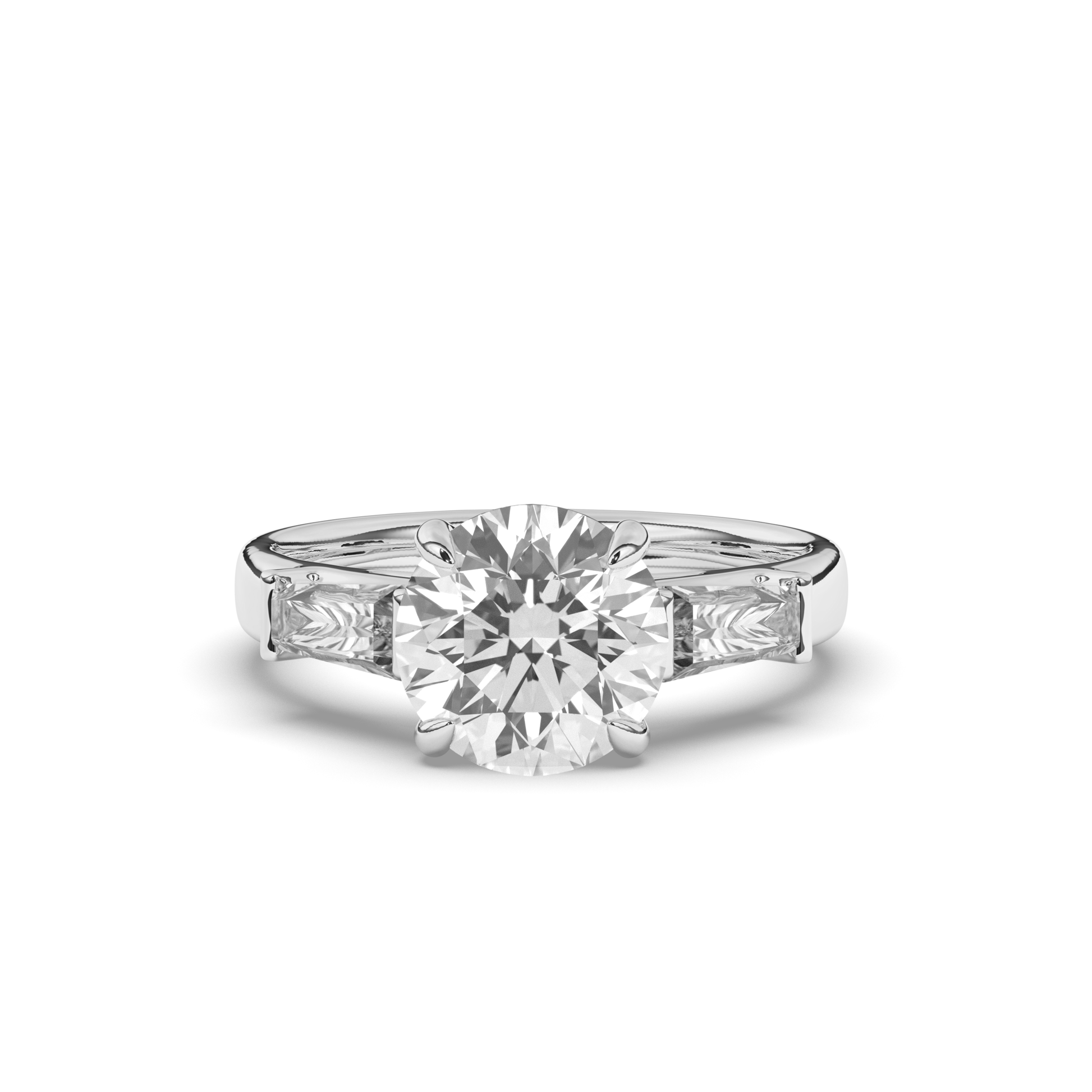 Three Stone Round & Baguette Lab-Grown Diamond Trilogy Ring - Pear Jewels