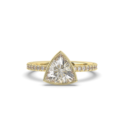 Trillion Curved Bezel Lab-Grown Diamond Ring - Pear Jewels
