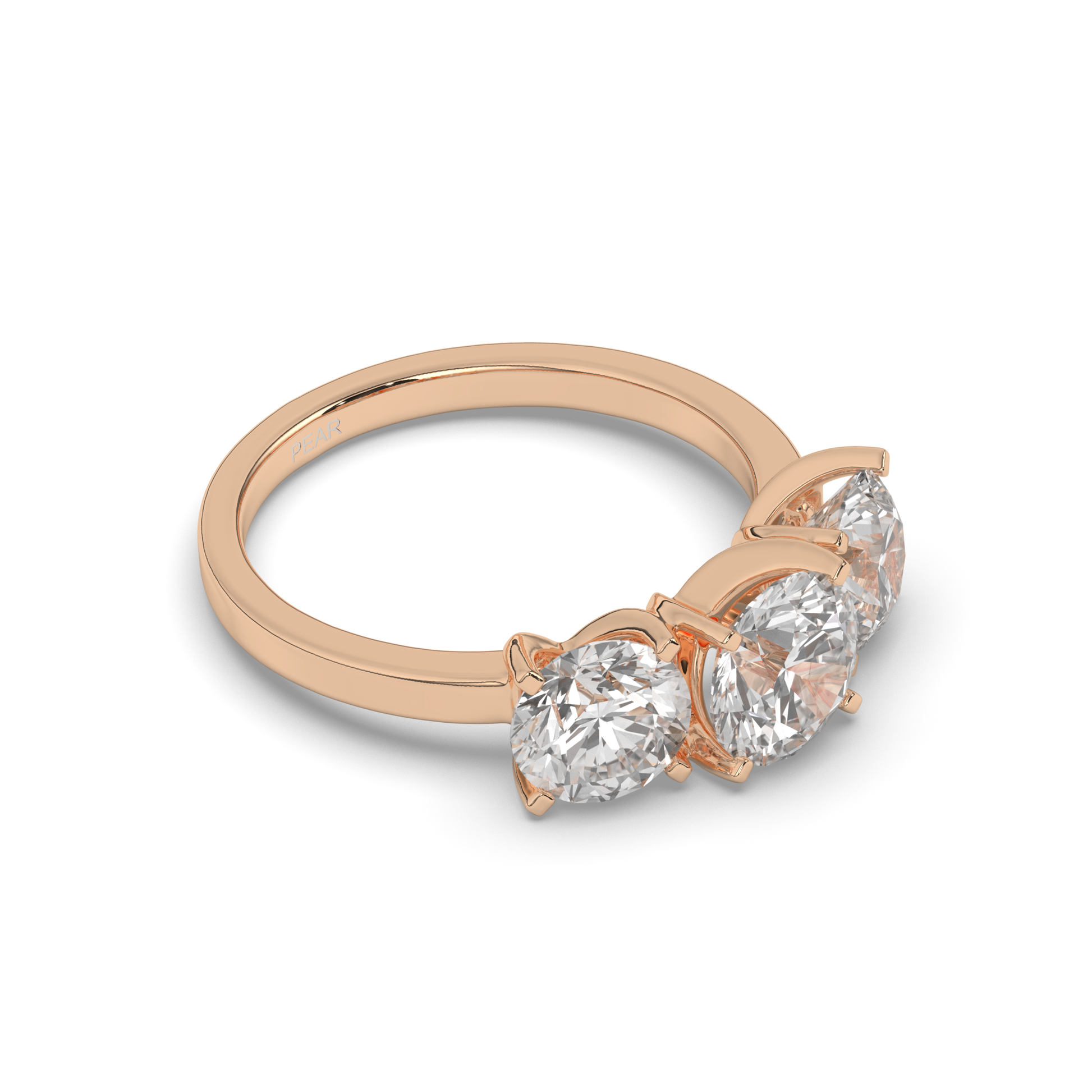 Troupee Round Lab-grown 3 Stone Diamond Ring - Pear Jewels
