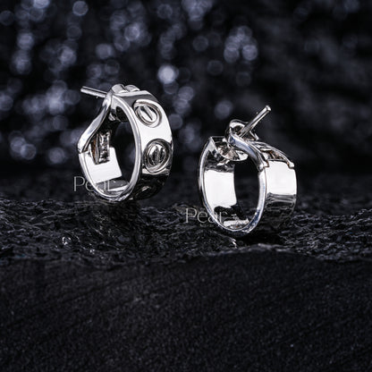 White Gold Hoop Earring - Pear Jewels