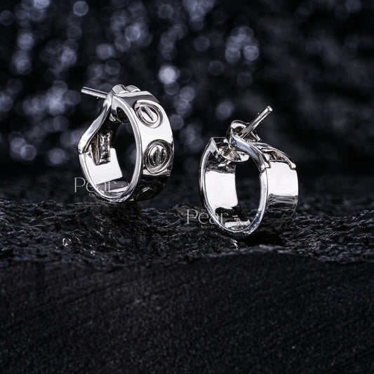 White Gold Hoop Earring - Pear Jewels