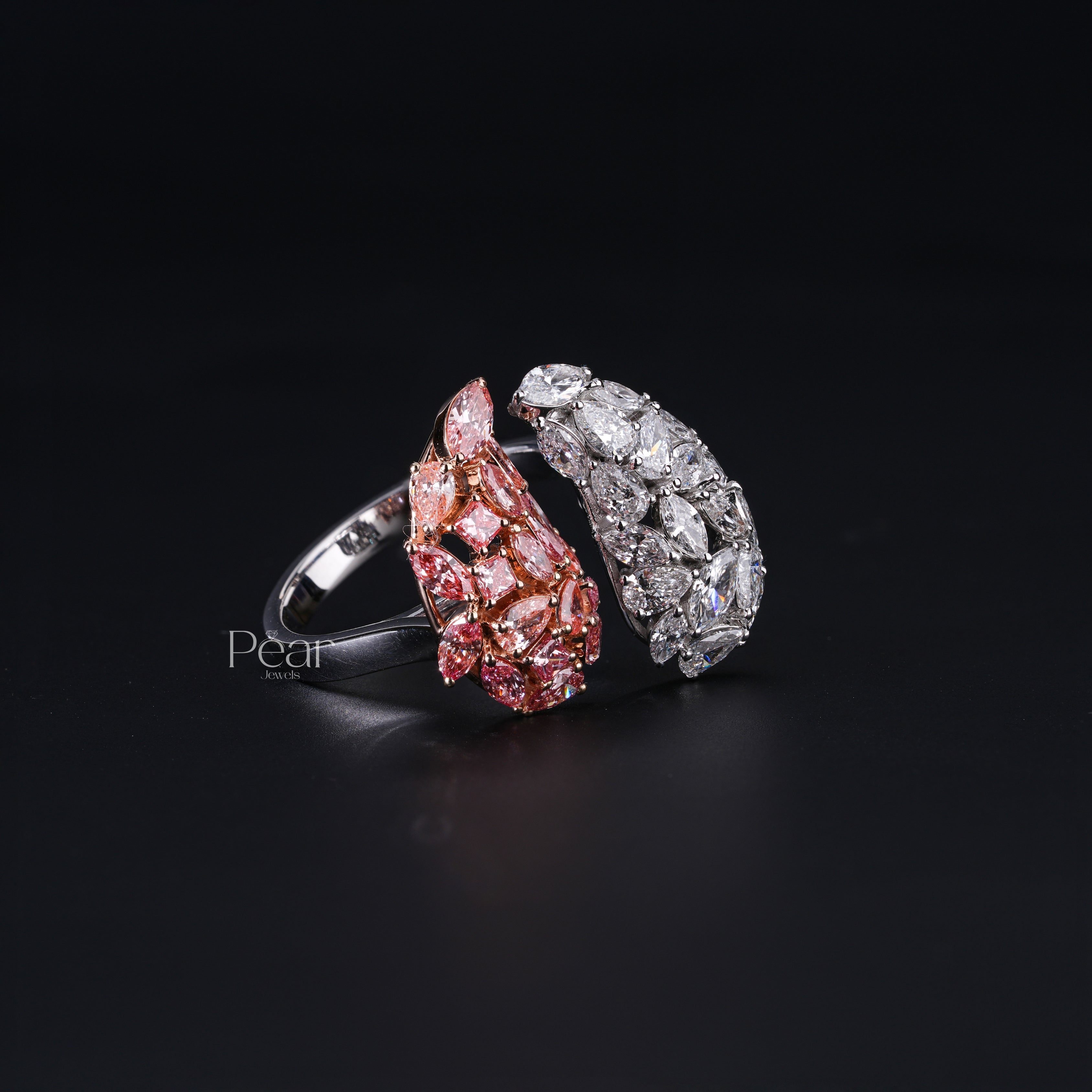 Marquise & Pear LabGrown Diamond Fancy Flower Engagement Ring - Pear Jewels