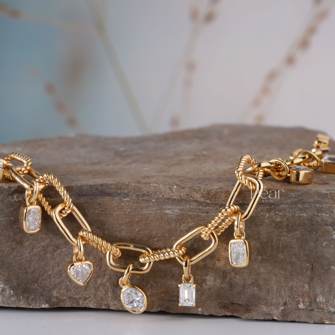 Chain Multi-Shape Diamond Bracelet - Pear Jewels