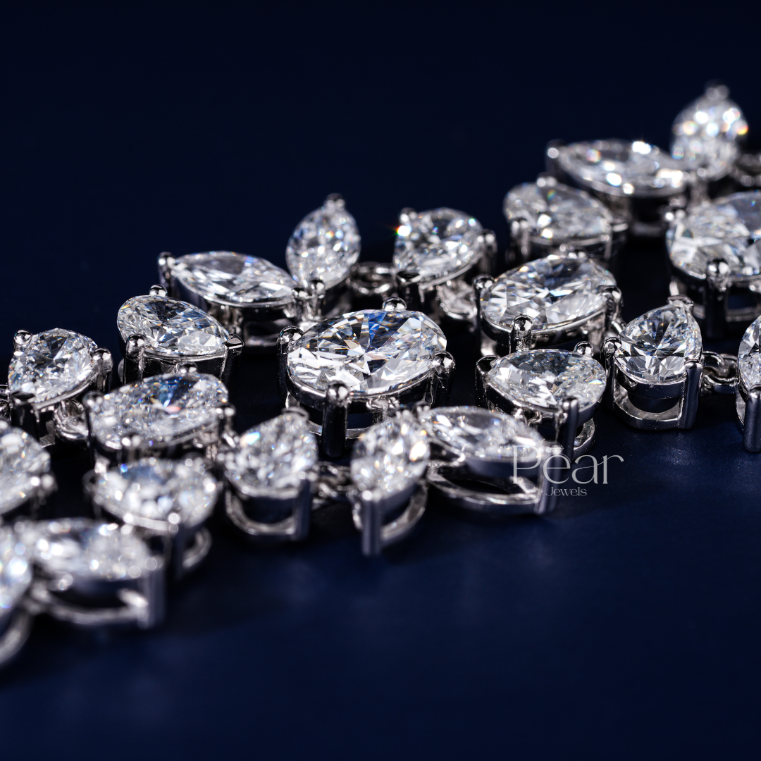 Marquise-Oval-Pear Multi Shape Fancy Tennis Labgrown Diamond Bracelet - Pear Jewels