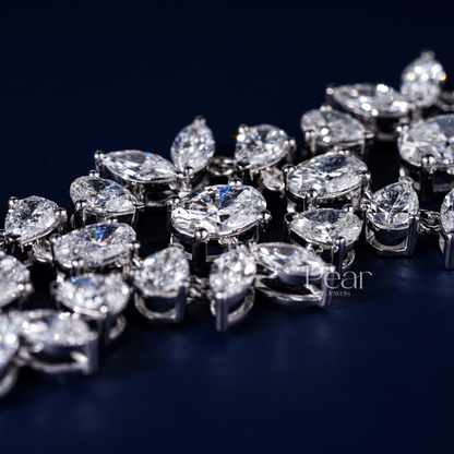 Marquise-Oval-Pear Multi Shape Fancy Tennis Labgrown Diamond Bracelet - Pear Jewels
