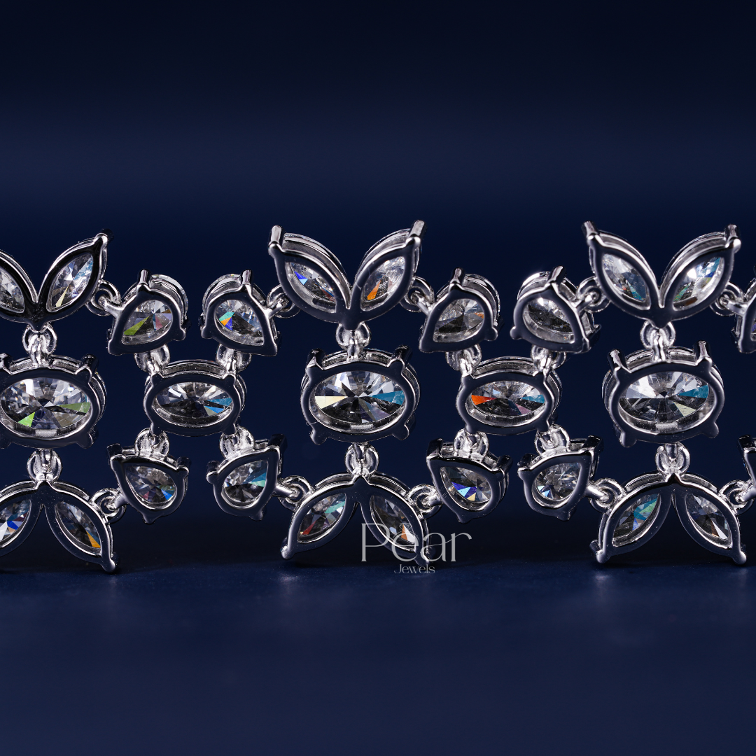 Marquise-Oval-Pear Multi Shape Fancy Tennis Labgrown Diamond Bracelet - Pear Jewels