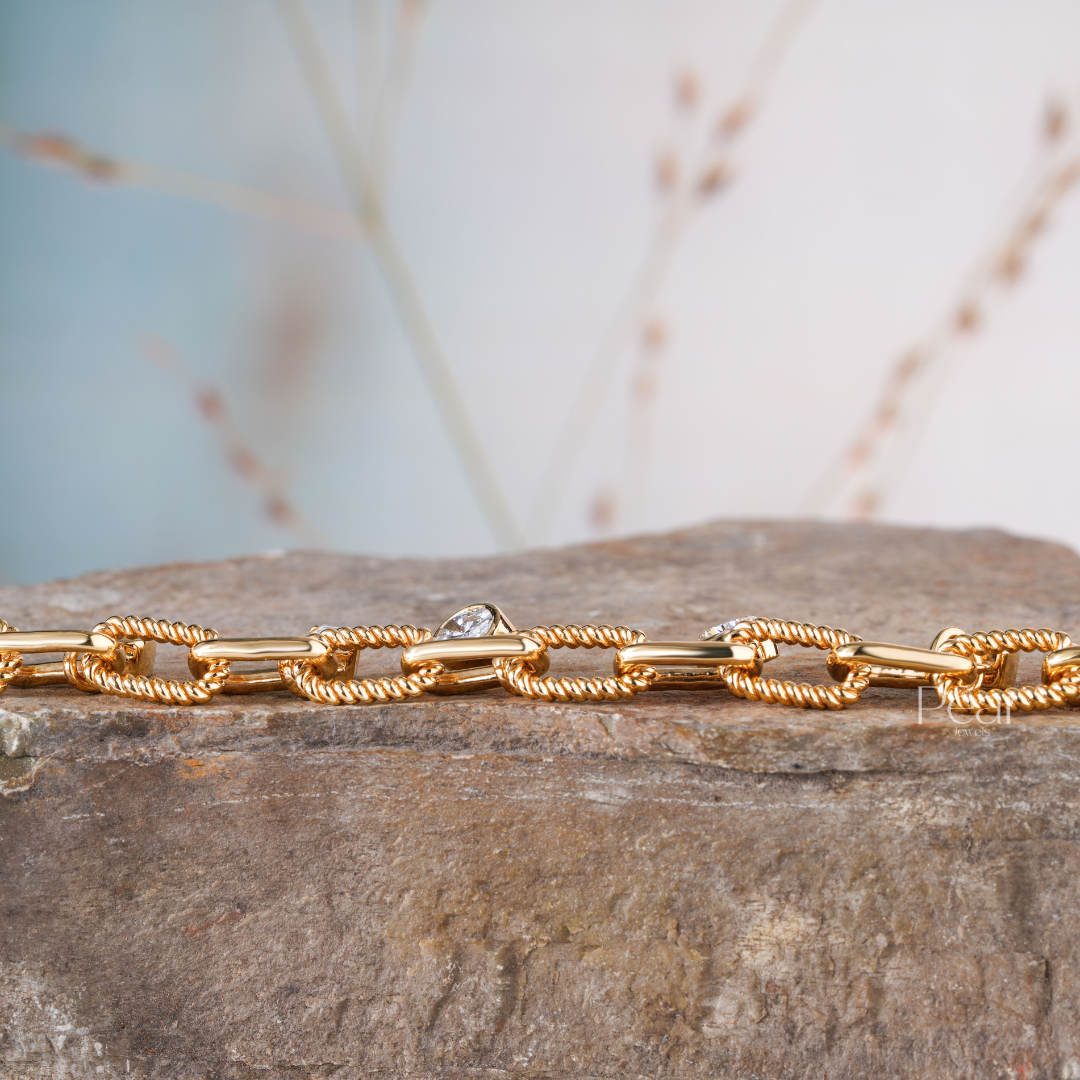 Chain Multi-Shape Diamond Bracelet - Pear Jewels