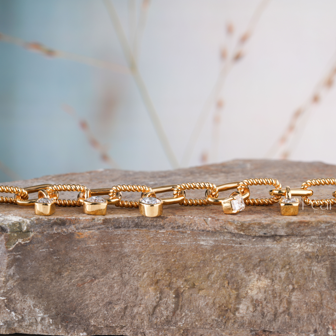 Chain Multi-Shape Diamond Bracelet - Pear Jewels