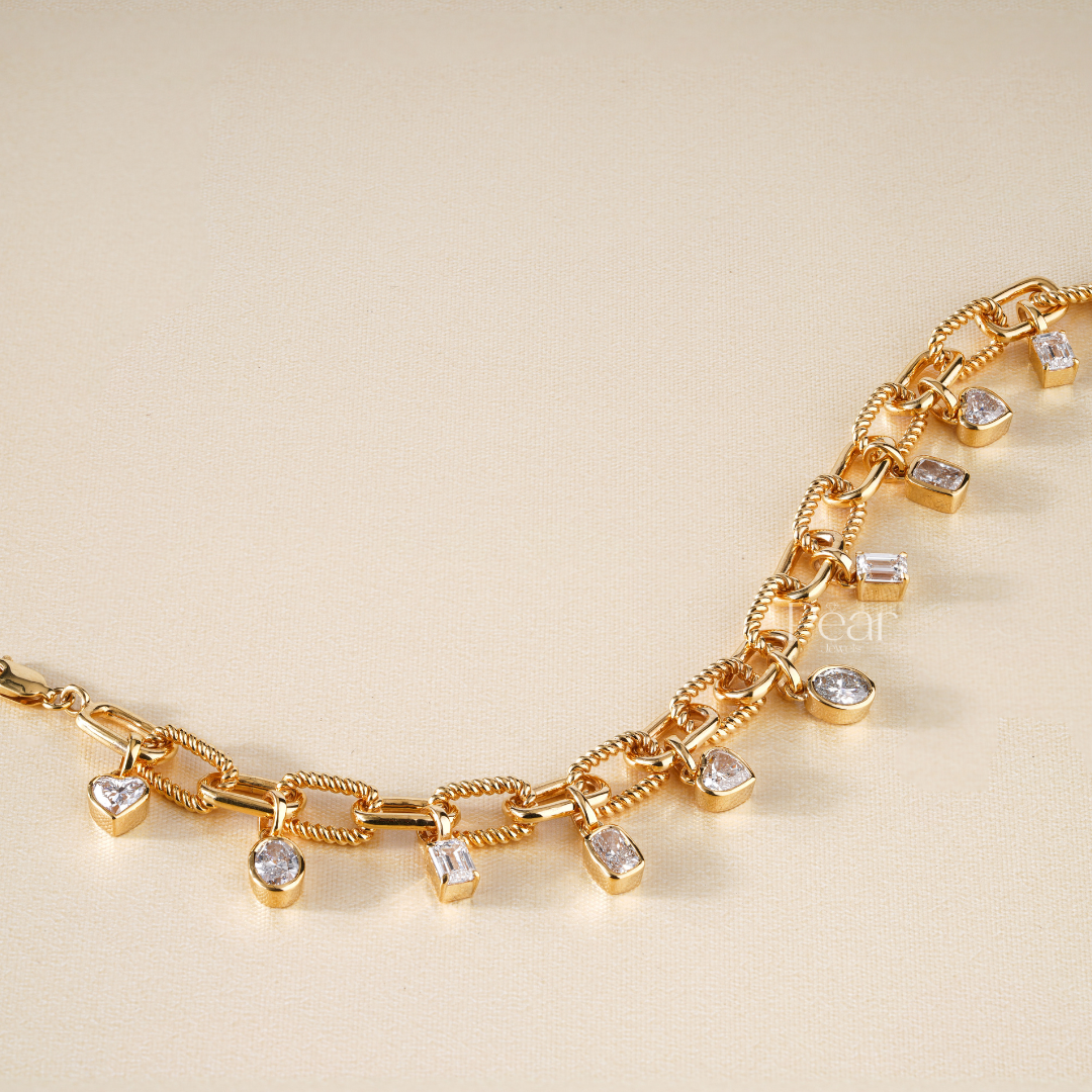 Chain Multi-Shape Diamond Bracelet - Pear Jewels