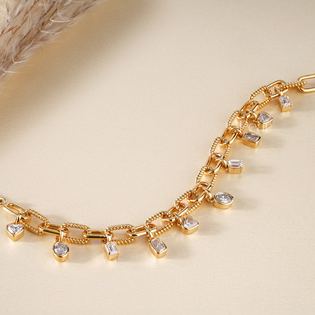 Chain Multi-Shape Diamond Bracelet - Pear Jewels